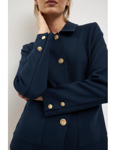 Chaqueta Cuarzo Azul Marino de Algodón – Tinta y Bariloche