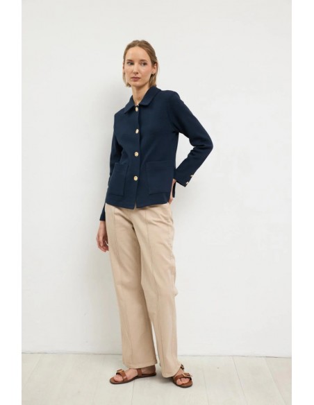 Chaqueta Cuarzo Azul Marino de Algodón – Tinta y Bariloche