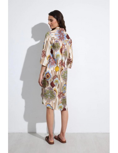 Vestido Foncea Estampado Tropical - vista posterior – Tinta y Bariloche