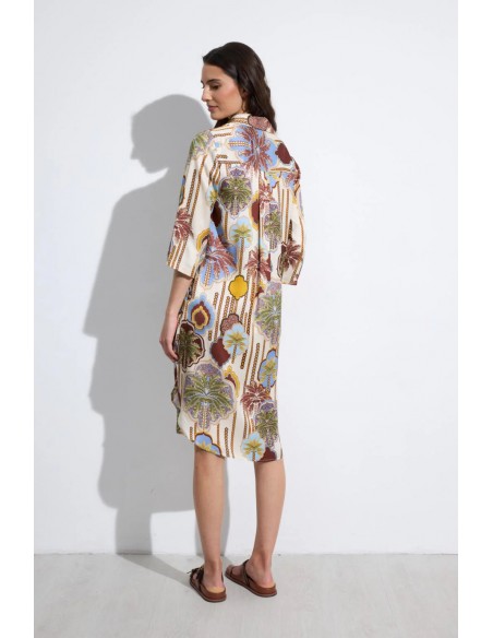 Vestido Foncea Estampado Tropical - vista posterior – Tinta y Bariloche