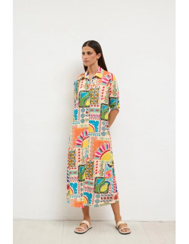 Vestido Begoña Estampado Multicolor – Tinta y Bariloche - vista frontal