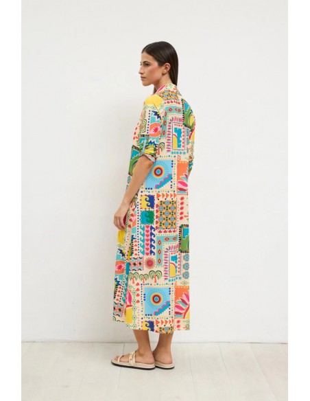 Vestido Begoña Estampado Multicolor – Tinta y Bariloche - vista posterior