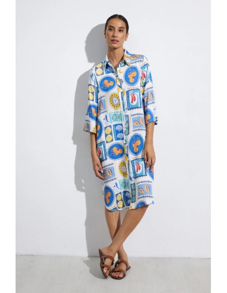 Vestido Yasmin Estampado Azul – Tinta y Bariloche