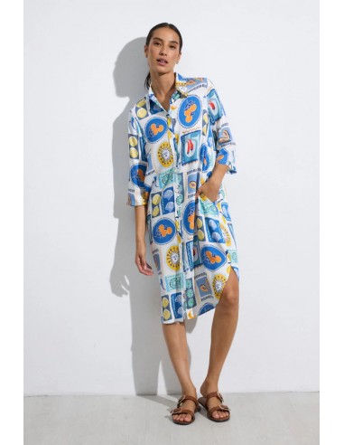 Vestido Yasmin Estampado Azul – Tinta y Bariloche