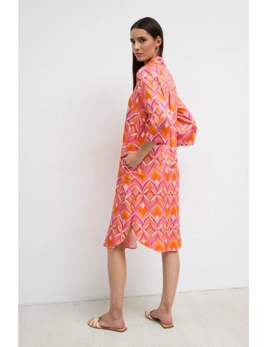 Vestido Nayaris Estampado Naranja – Tinta y Bariloche