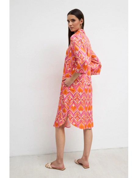 Vestido Nayaris Estampado Naranja – Tinta y Bariloche