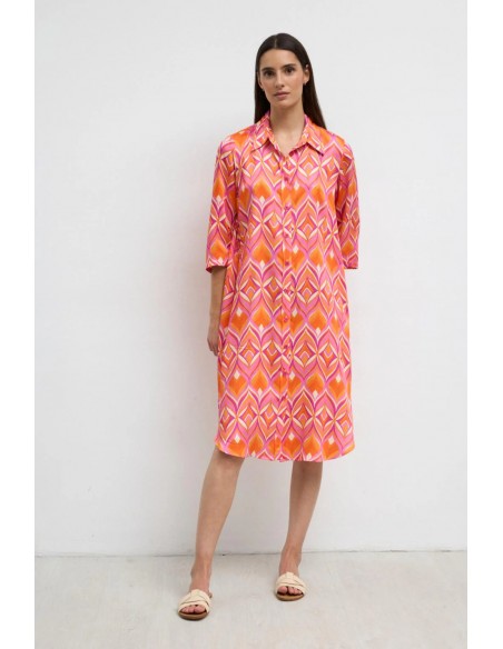 Vestido Nayaris Estampado Naranja – Tinta y Bariloche