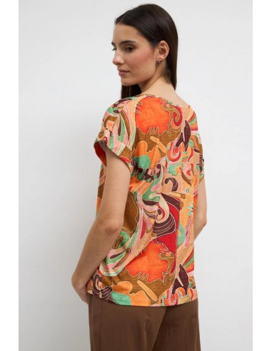 Camiseta Compás Estampada Mandarina – Tinta y Bariloche - vista posterior