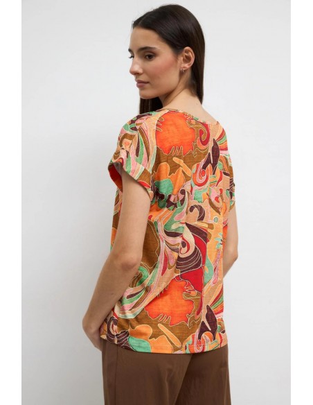 Camiseta Compás Estampada Mandarina – Tinta y Bariloche - vista posterior