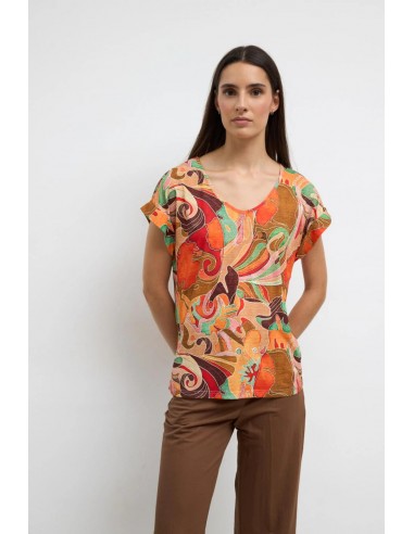 Camiseta Compás Estampada Mandarina – Tinta y Bariloche