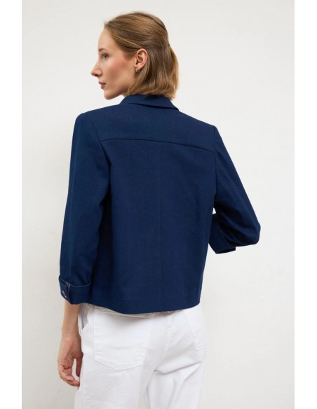 Americana Sal Azul Marino – Tinta y Bariloche - vista posterior de la prenda