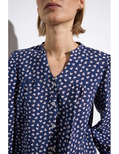 Camisa Tulipero Azul Marino – Tinta y Bariloche - detalle del frontal