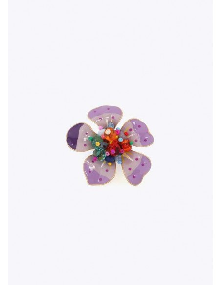 Anillo Flor Lacada Multicolor con Abalorios – Lola Casademunt