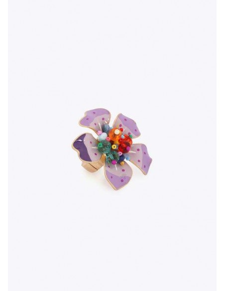 Anillo Flor Lacada Multicolor con Abalorios – Lola Casademunt