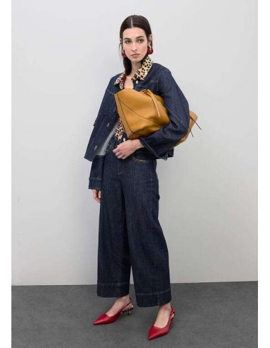 Cazadora Denim Corta con Cuello Leopardo – Lola Casademunt