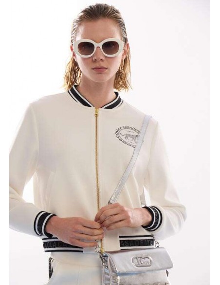 Bomber Scuba Blanca con Logo – Lola Casademunt