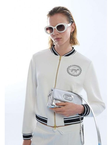 Bomber Scuba Blanca con Logo – Lola Casademunt