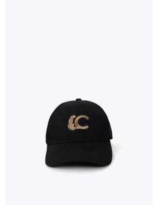 Gorra Negra con Logo Leopardo LC – Lola Casademunt - vista frontal