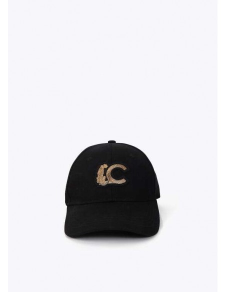Gorra Negra con Logo Leopardo LC – Lola Casademunt - vista frontal