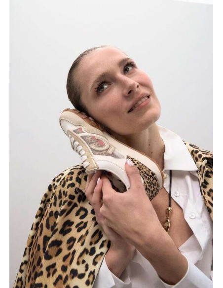 Zapatillas Deportivas de Rejilla con Detalle Leopardo – Lola Casademunt