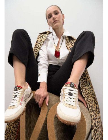 Zapatillas Deportivas de Rejilla con Detalle Leopardo – Lola Casademunt