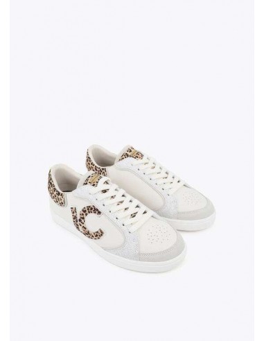 Zapatillas Blancas con Logo Leopardo en Tejidos Combinados – Lola Casademunt
