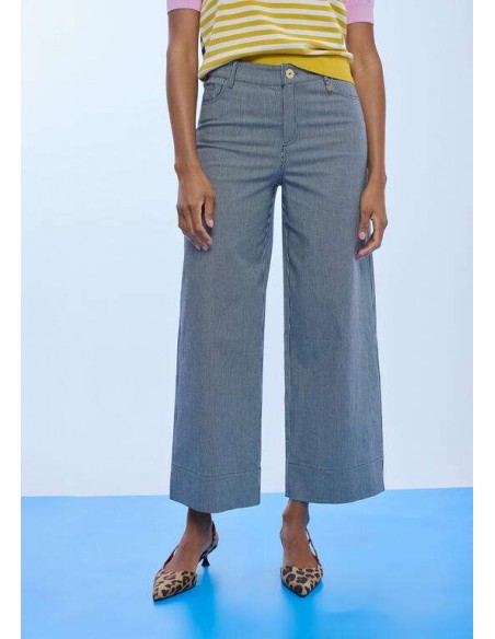 Pantalón Culotte de Sarga con Rayas – Lola Casademunt