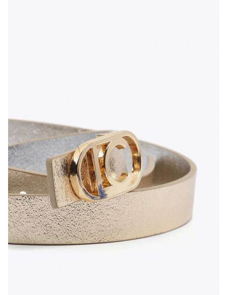 Cinturón Reversible Metalizado con Hebilla Logo LC – Lola Casademunt