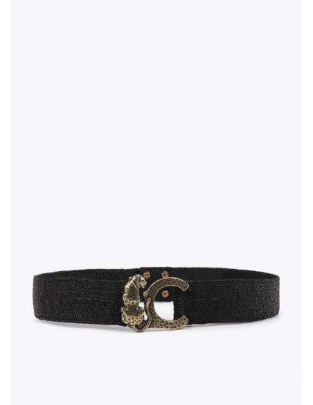 Cinturón de Rafia Elástica con Hebilla Logo Leopardo – Lola Casademunt