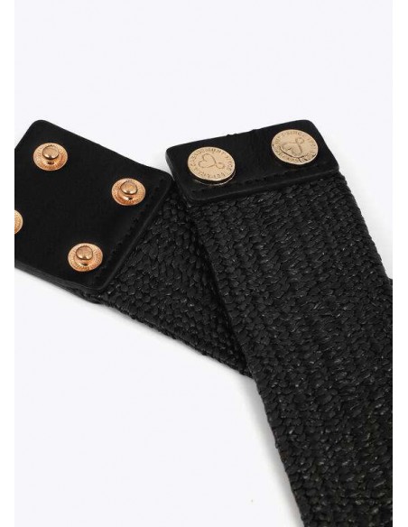 Cinturón de Rafia Elástica con Hebilla Logo Leopardo – Lola Casademunt - detalle del cierre