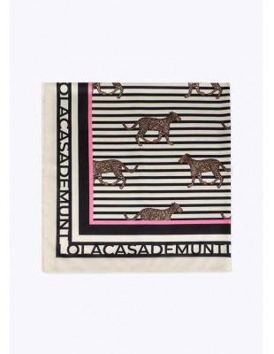 Pañuelo Satinado Estampado Rayas y Leopardo – Lola Casademunt - pañuelo doblado en 4 partes