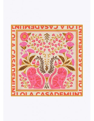 Pañuelo Satinado con Flores y Tigres – Lola Casademunt