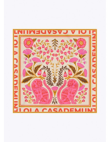 Pañuelo Satinado con Flores y Tigres – Lola Casademunt