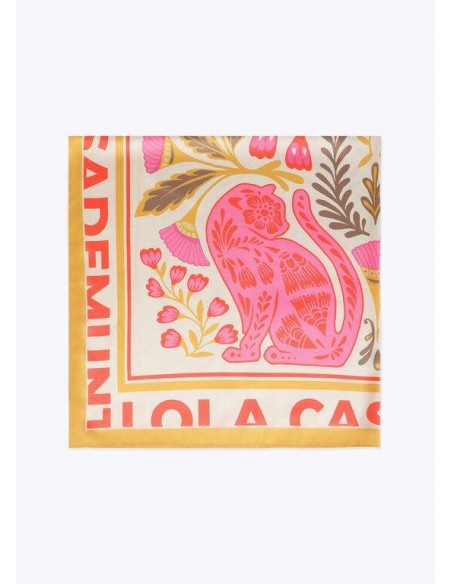 Pañuelo Satinado con Flores y Tigres – Lola Casademunt