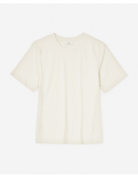 Camiseta de algodón orgánico cuello redondo – Yerse - color crudo - vista en plano