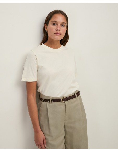 Camiseta de algodón orgánico cuello redondo – Yerse - color crudo