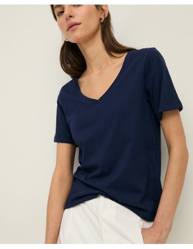 Camiseta de Algodón Orgánico Cuello Pico – Yerse - color azul