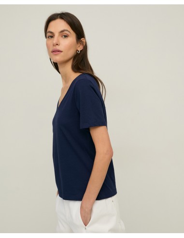 Camiseta de Algodón Orgánico Cuello Pico – Yerse - color azul