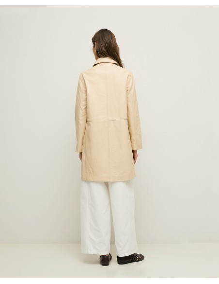 Chaqueta Larga de Piel Napa – Yerse - color crudo - vista posterior