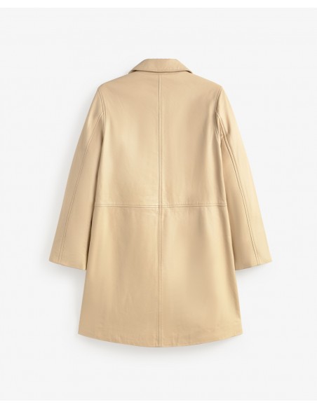 Chaqueta Larga de Piel Napa – Yerse - color crudo - vista posterior en plano