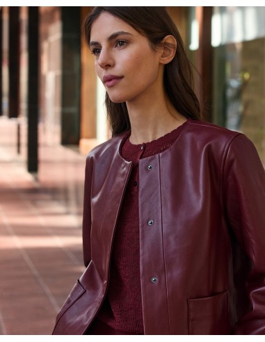 Chaqueta de Piel Napa con Bolsillos Plastrón –...