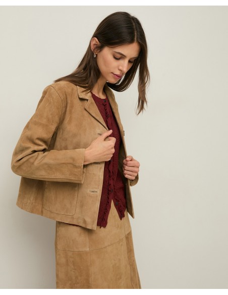 Chaqueta de Ante con Cuello Solapa – Yerse