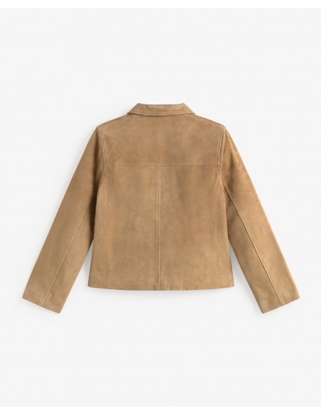 Chaqueta de Ante con Cuello Solapa – Yerse - vista posterior en plano