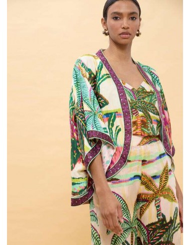 Kimono estampado de palmeras multicolor - Lola Casademunt