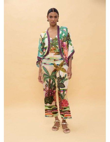 Kimono estampado de palmeras multicolor - Lola Casademunt