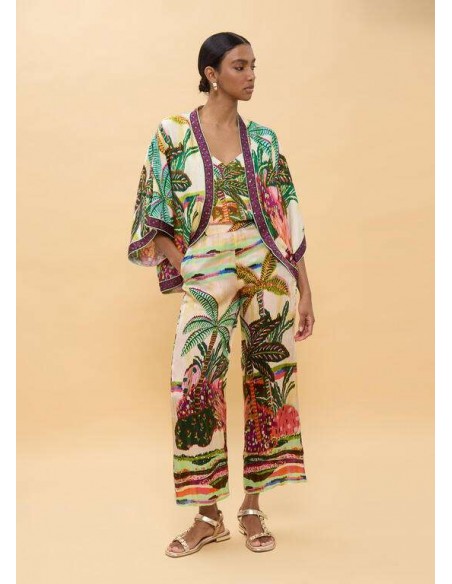 Kimono estampado de palmeras multicolor - Lola Casademunt