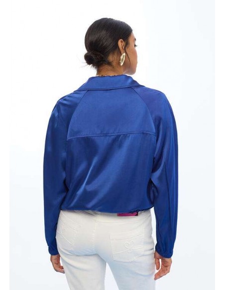 Chaqueta bomber fluida azul klein con bolsillos