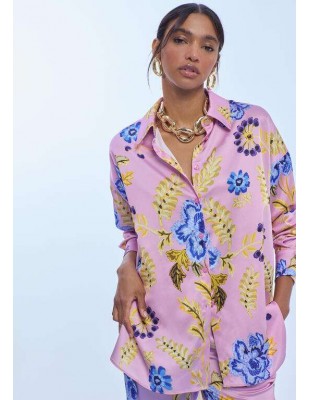 Camisa satinada oversize de flores Lola Casademunt