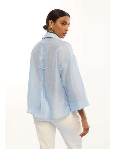 Camisa oversize azul celeste en tencel y lino para mujer