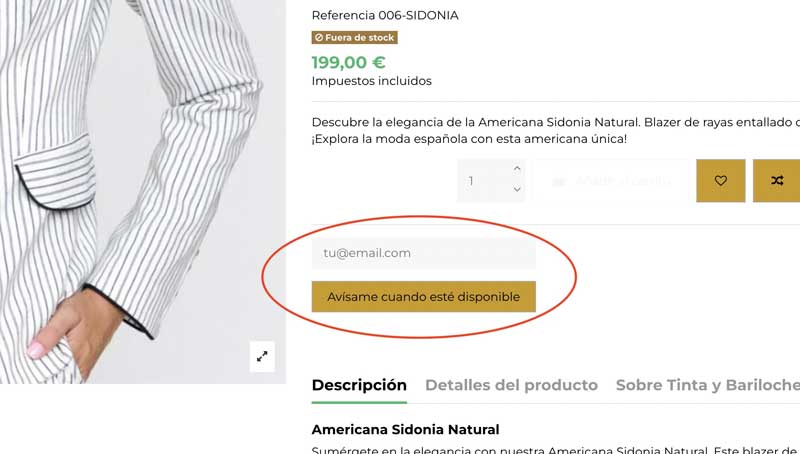 Ahora puedes pedirnos que te avisemos cuando un producto vuelva a estar disponible.